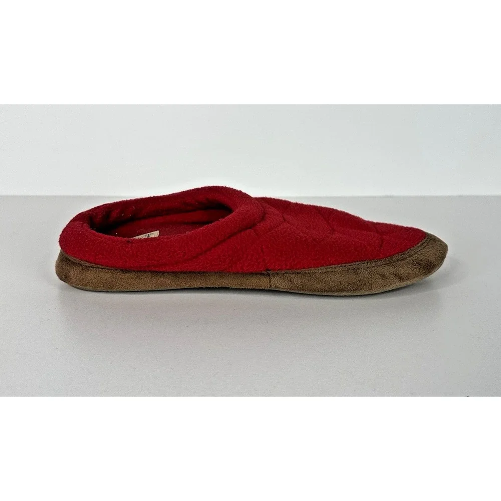 Lands End Kids Fleece Leather Hard‎ Bottom Slippers Red Youth Adolescent Kids 7